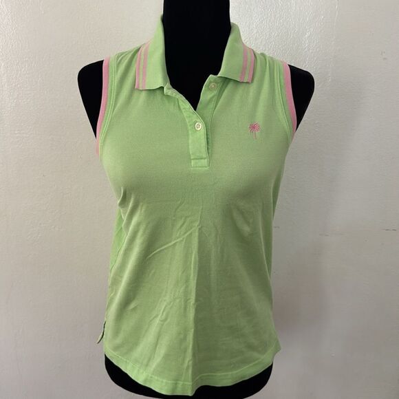 Lilly Pulitzer Neon Green Pink Island Polo EUC - Picture 4 of 6